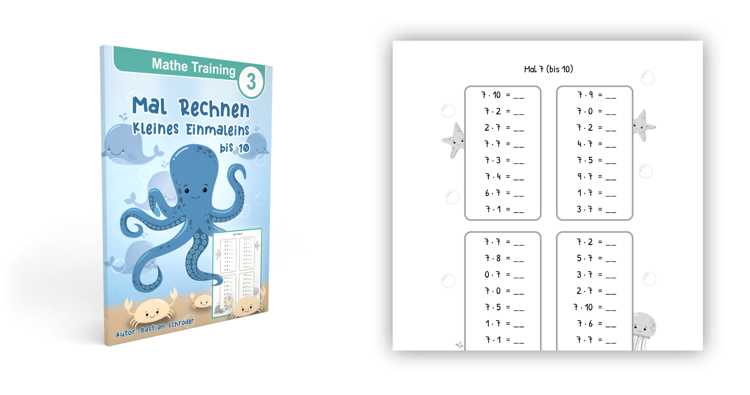 Über 90 Seiten mit Multiplikationsübungen für die 2. und 3. Klasse. Ideal für Homeschooling, Nachhilfe und Grundschule. Fördert Kopfrechnen und automatisiertes Mal-Rechnen für nachhaltigen Lernerfolg.