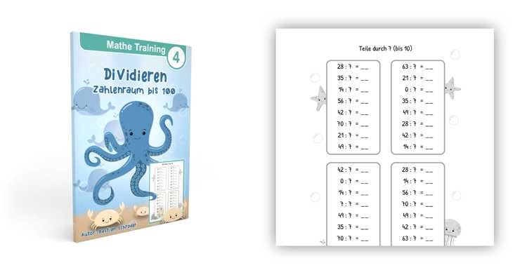 Über 90 Seiten klarer Übungen zur Division im kleinen Einmaleins für die 2. und 3. Klasse. Perfekt für Homeschooling, Nachhilfe und Unterricht. Fördert Selbstvertrauen und Kopfrechenfähigkeiten.